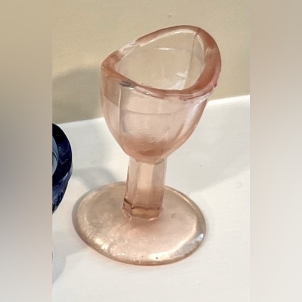 Vintage Eye Wash Cups Set of Two Clear and Light Pink